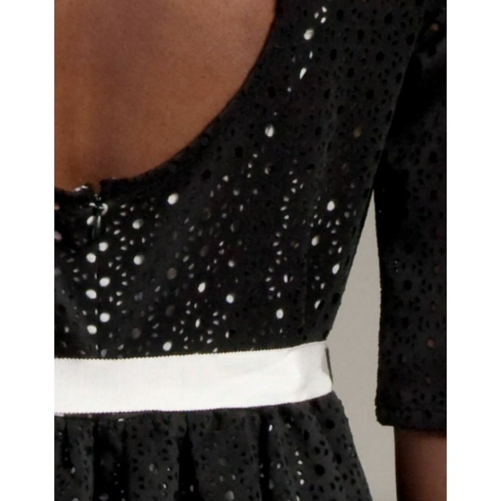 NWOT Plenty by Tracy Reese Black & White Estella Laser Cut Eyelet Dress Size 6 - Picture 7 of 7